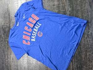 Nike Chicago Cubs Baseball Practice Tee Athletic Cut Blue T-Shirt